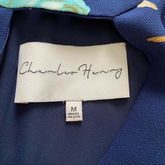 Charles Henry Blue Floral Cold Shoulder Dress, Size M - Picture 8 of 8